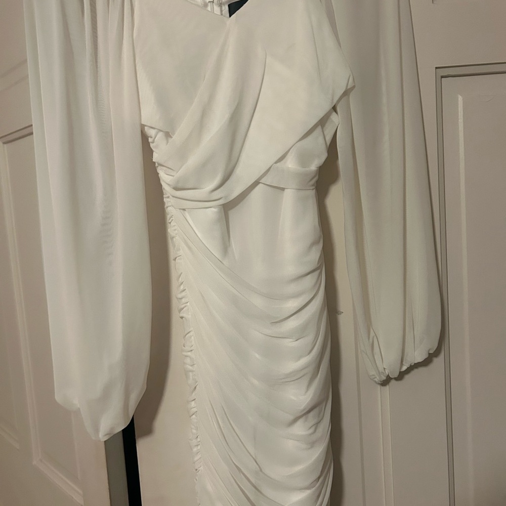 Chic White Draped Mini Dress